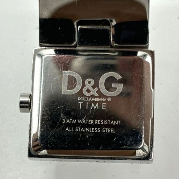 Dolce & Gabbana (Authentic) Silver Stainless Steel Square Dial Cuff Wristwatch - Picture 4 of 8